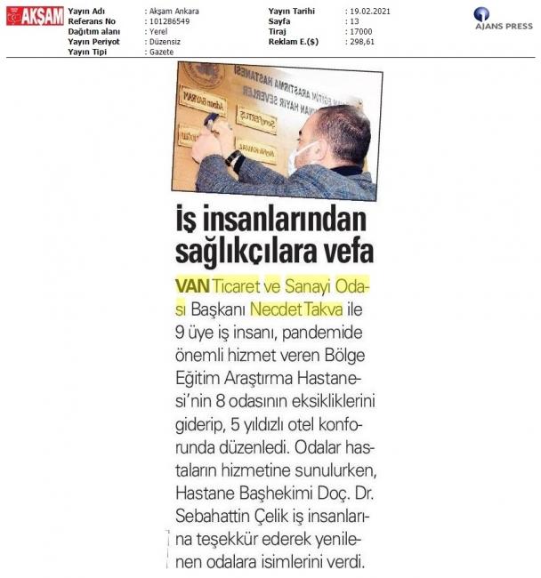 İS İNSANLARINDAN SAĞLIKÇILARA VEFA