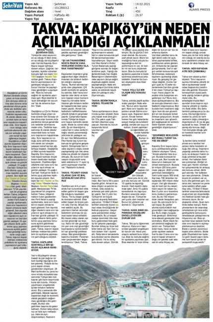 TAKVA: KAPIKÖY'ÜN NEDEN AÇILMADIĞI AÇIKLANMALI