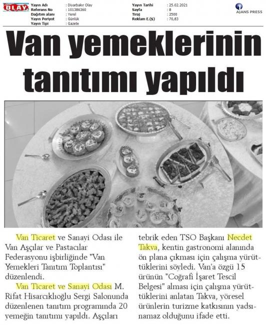 VAN YEMEKLERİNİN TANITIMI YAPILDI