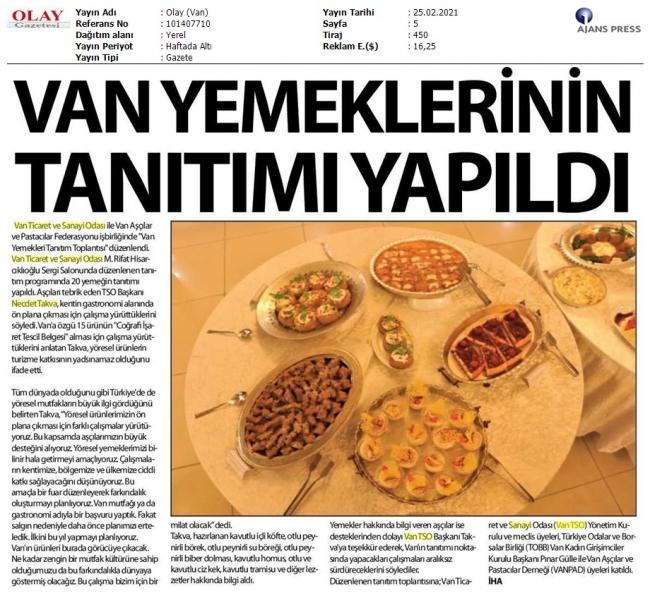 VAN YEMEKLERİNİN TANITIMI YAPILDI