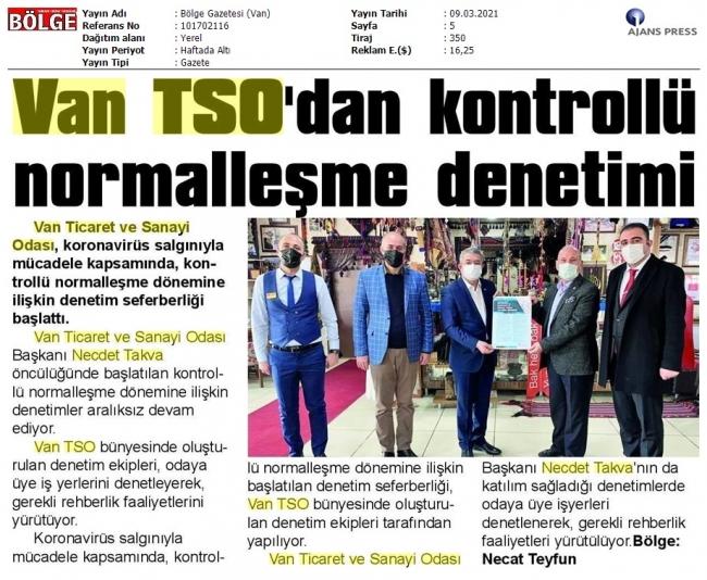 VAN TSO'DAN KONTROLLÜ NORMALLEŞME DENETİMİ