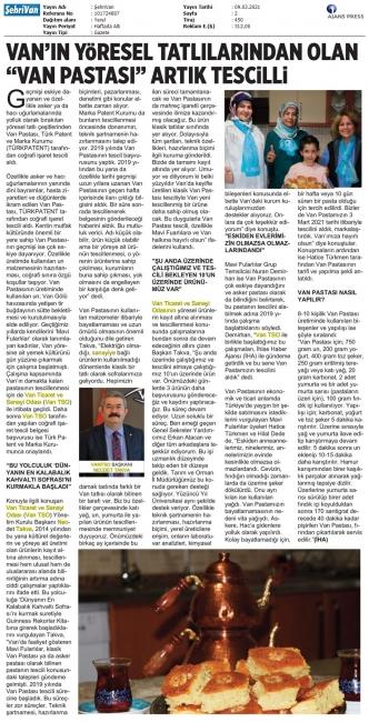 VAN'IN YÖRESEL TATLILARINDAN OLAN VAN PASTASI ARTIK TESCİLLİ