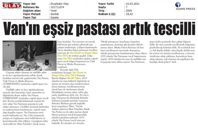 VAN'IN EŞSİZ PASTASI ARTIK TESCİLLİ