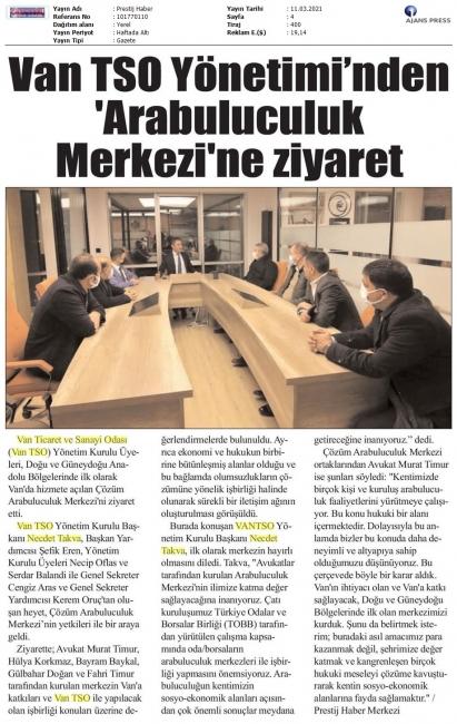 VANTSO YÖNETİMİ'NDEN 'ARABULUCULUK MERKEZİ'NE ZİYARET