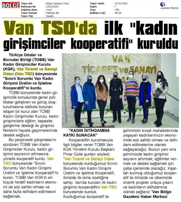 VAN TSO'DA İLK 'KADIN GİRİŞİMCİLER KOOPERATİFİ' KURULDU