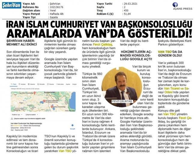 İRAN İSLAM CUMHURİYETİ BAŞKONSOLOSLUĞU ARAMALARDA VAN'DA GÖSTERİLDİ