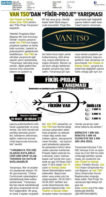 VAN TSO'DAN 'FİKİR-PROJE' YARIŞMASI