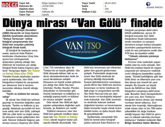 DÜNYA MİRASI VAN GÖLÜ' FİNALDE