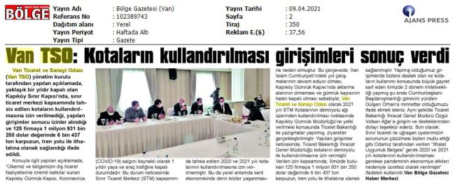 TSO KOTALARYN KULLANDYRYLMASY GİRİ?İMLERİ SONUÇ VERDİ