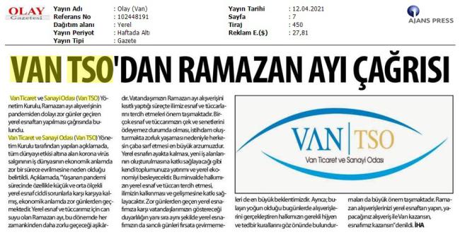 VANTSO DANRAMAZANAYIÇAĞRISI