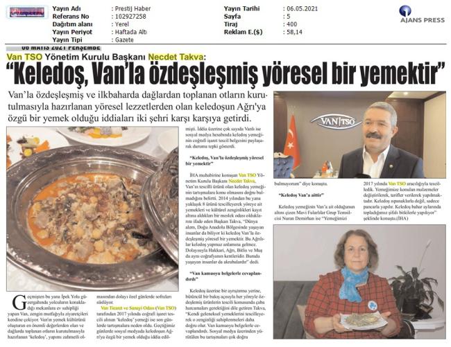 KELEDOŞ VAN LA ÖZDEŞLEŞMİŞ YÖRESEL BİR YEMEKTİR