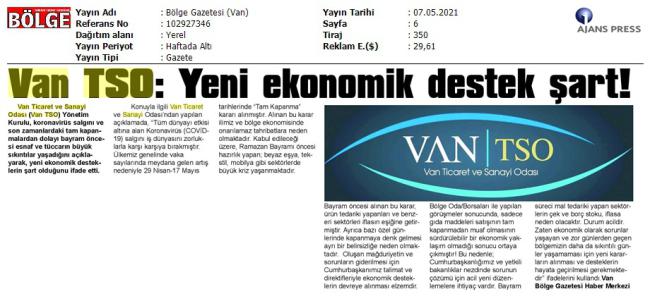 TSO : YENİ EKONOMİK DESTEK ŞARTI