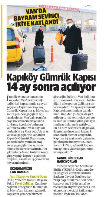 KAPIKÖY GÜMRÜK KAPISI 14 AY SONRA AÇILIYOR