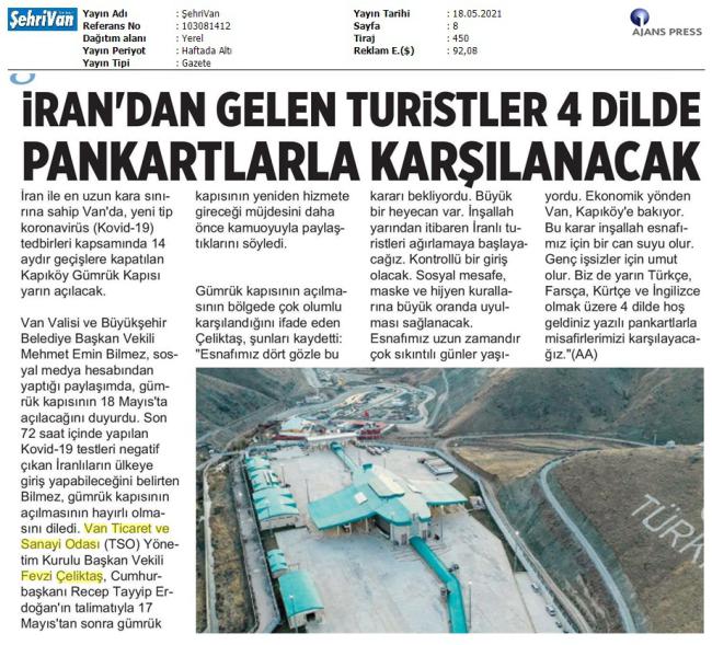 İRAN DAN GELEN TURİSTLER 4 DİLDE PANKARTLARLA KARŞILANACAK