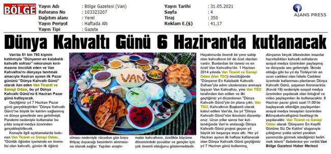 DÜNYA KAHVALTI GÜNÜE HAZİRAN DA KUTLANACAK