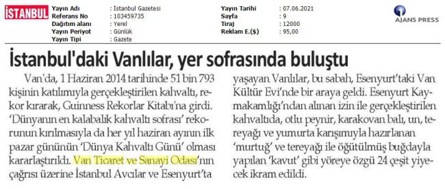 İSTANBUL DAKİ VANLILAR YER SOFRASINDA BULUŞTU