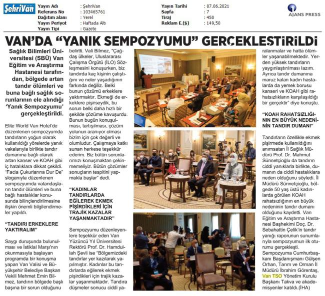 VAN'DA 'YANIK SEMPOZYUMU' GERÇEKLEŞTİRİLDİ