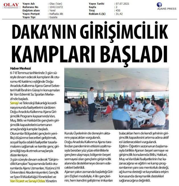 DAKA'NIN GİRİŞİMCİLİK KAMPLARI BAŞLADI