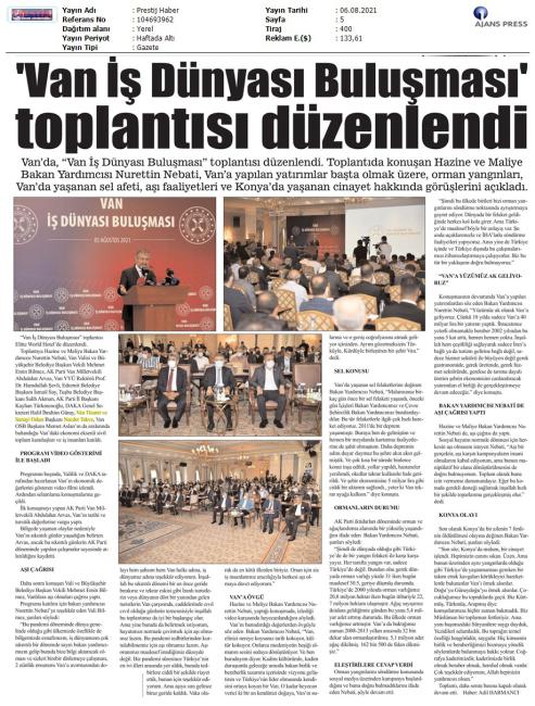 VAN DA 'VAN İŞ DÜNYASI BULUŞMASI TOPLANTISI 'DÜZENLENDİ