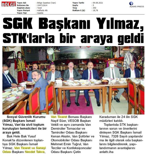 SGK BAŞKANI YILMAZ,STK'LARLA BİR ARAYA GELDİ