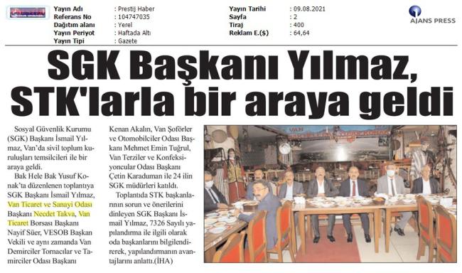 SGK BAŞKANI YILMAZ,STK'LARLA BİR ARAYA GELDİ