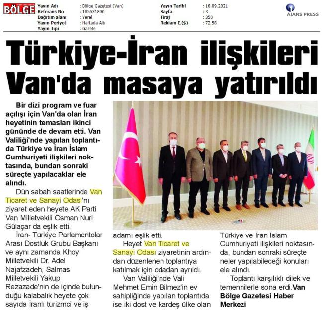 TÜRKİYE İRAN İLİŞKİLERİ VAN'DA MASAYA YATIRILDI