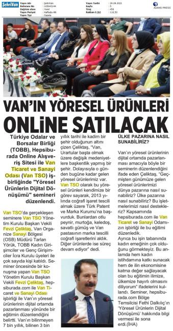 VAN' IN YÖRESEL ÜRÜNLERİ ONLİNE SATILACAK