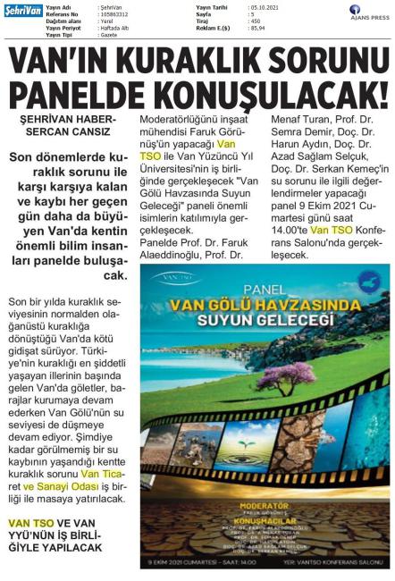 VAN' IN KURAKLIK SORUNU PANELDE KONUŞULACAK!