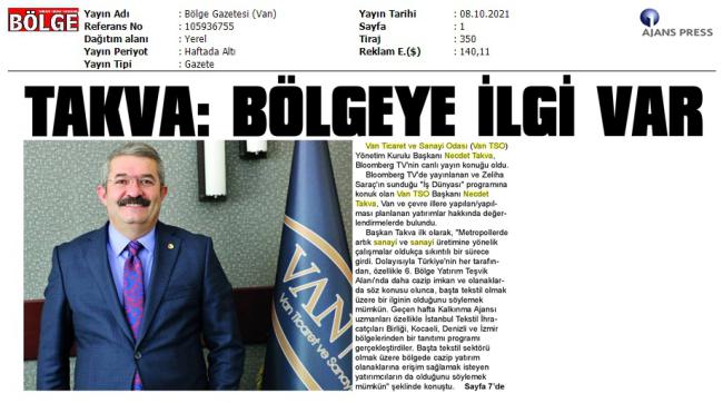 TAKVA: BÖLGEYE İLGİ VAR