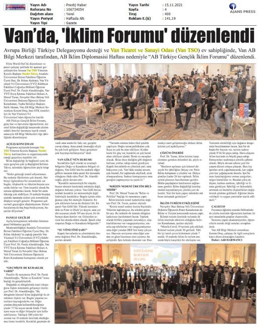 VAN' DA, İKLİM FORUMU' DÜZENLENDİ