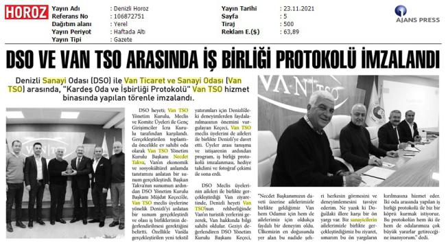 DSO VE VAN TSO ARASINDA İŞ BİRLİĞİ PROTOKOLÜ İMZALANDI