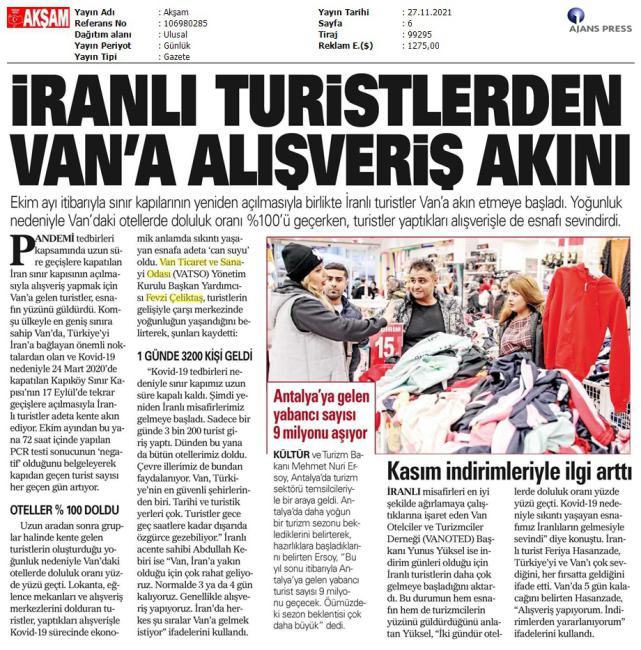 İRANLI TURİSTLERDEN VAN'A ALIŞVERİŞ AKINI