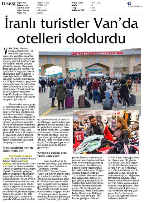 İRANLI TURİSTLER VAN' DA OTELLERİ DOLDURDU