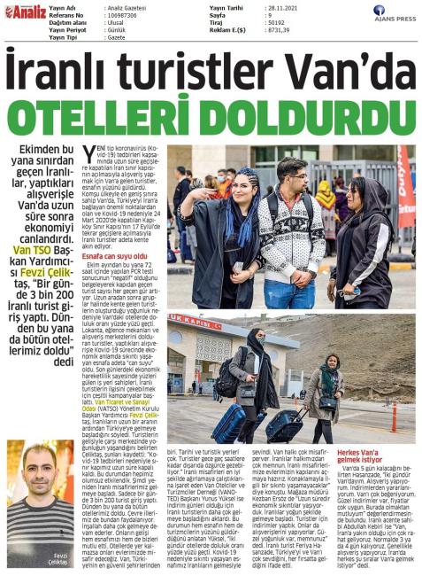 İRANLI TURİSTLER VAN'DA OTELLERİ DOLDURDU