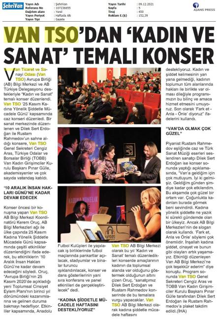 VAN TSO'DAN KADIN VE SANAT TEMALI KONSER