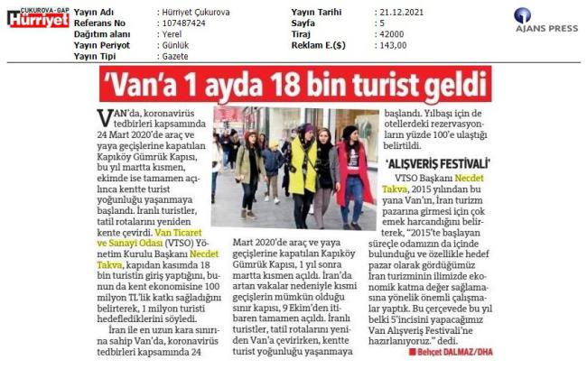 VAN'A 1 AYDA 18 BİN TURİST GELDİ