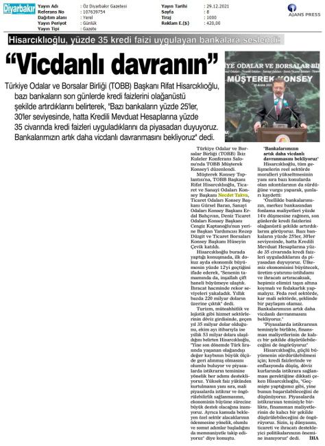 HİSARCIKLIOĞLU:VİCDANLI DAVRANIN