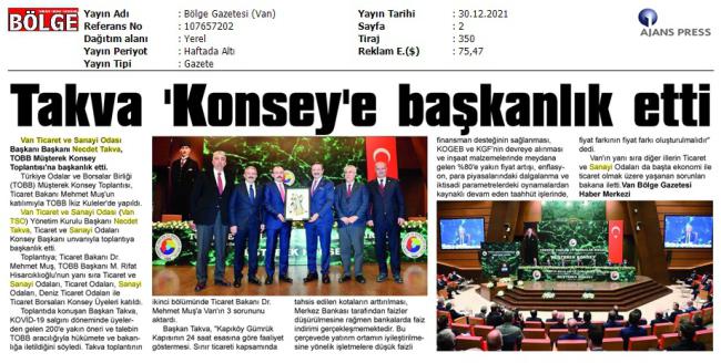 TAKVA KONSEY'E BAŞKANLIK ETTİ