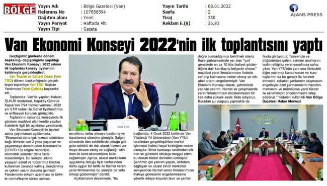 VAN EKONOMİ KONSEYİ 2022'NİN İLK TOPLANTISINI YAPTI