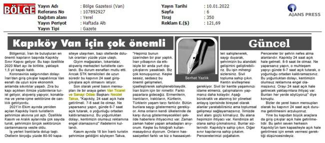 KAPIKÖY VAN İÇİN ÇOK ÖNEMLİ