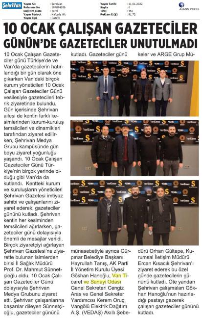 10 OCAK ÇALIŞAN GAZETECİLER GÜNÜN'DE GAZETECİLER UNUTULMADI