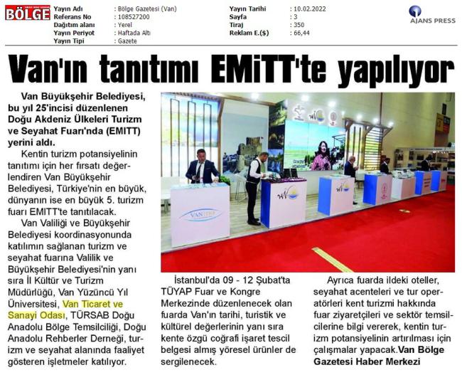 VAN' IN TANITIMI EMİTT'TE YAPILIYOR