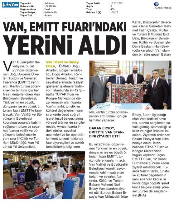 VAN,EMITT FUARI'NDAKİ YERİNİ ALDI