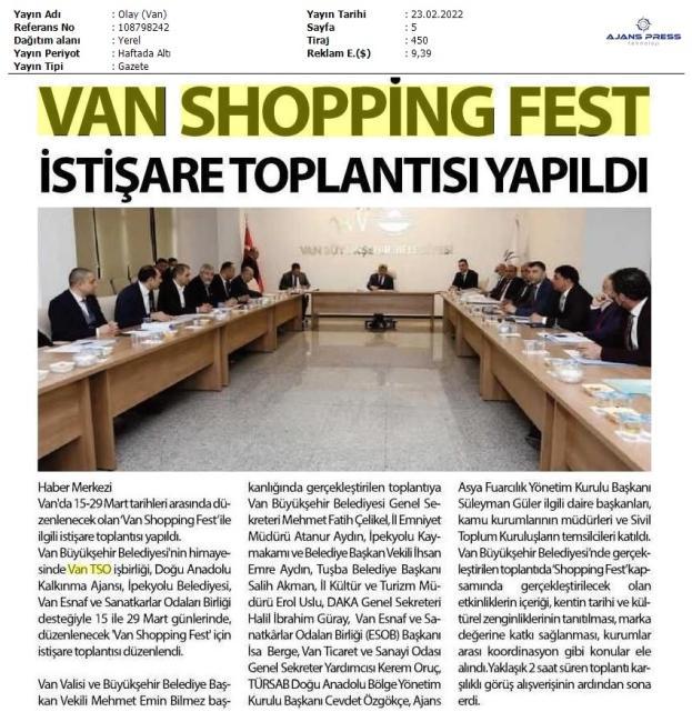 VAN SHOPPİNG FEST İSTİŞARE TOPLANTISI YAPILDI