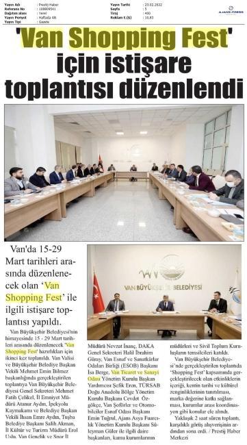 VAN SHOPPİNG FEST İÇİN İSTİŞARE TOPLANTISI DÜZENLENDİ