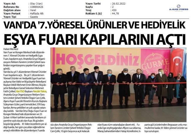 VAN'DA 7. YÖRESEL ÜRÜNLER VE HEDİYELİK EŞYA FUARI KAPILARINI AÇTI