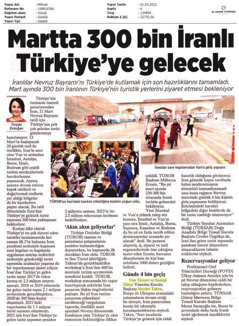 MARTTA 300 BİN İRANLI TÜRKİYE' YE GELECEK