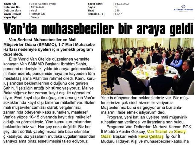 VAN' DA MUHASEBECİLER BİR ARAYA GELDİ