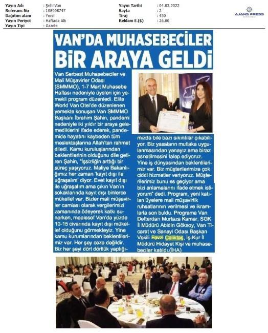 VAN'DA MUHASEBECİLER BİR ARAYA GELDİ