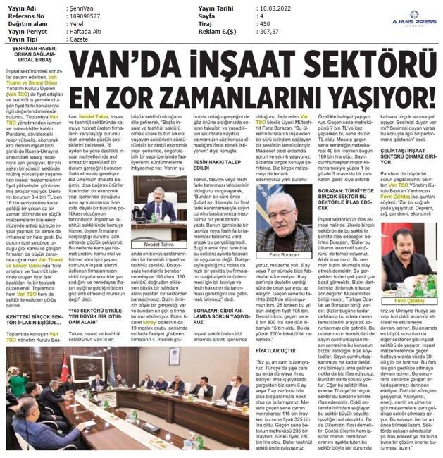 VAN'DA İNŞAAT SEKTÖRÜ EN ZOR ZAMANLARINI YAŞIYOR